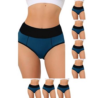 8 Packs Women's High Waist Tummy Control Color-Block Brief, Available in Plus Size