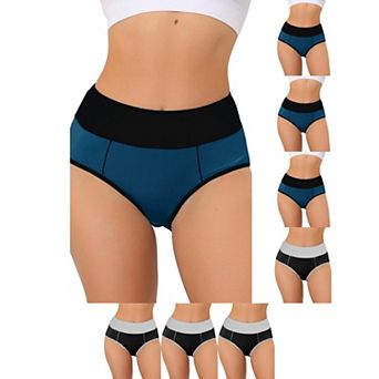 8 Packs Women's High Waist Tummy Control Color-Block Brief, Available in Plus Size