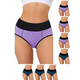 8 Packs Women's High Waist Tummy Control Color-Block Brief, Available in Plus Size