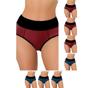 8 Packs Women's High Waist Tummy Control Color-Block Brief, Available in Plus Size
