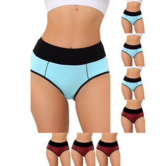 8 Packs Women's High Waist Tummy Control Color-Block Brief, Available in Plus Size