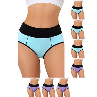 8 Packs Women's High Waist Tummy Control Color-Block Brief, Available in Plus Size
