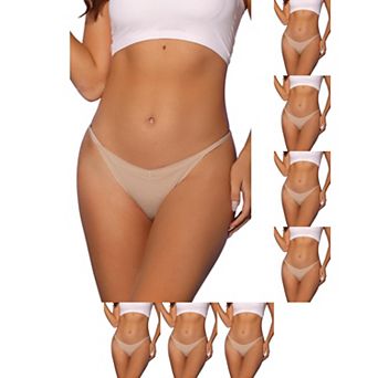 8 Packs Women's V-waisted Underwear Ruched Invisibles Breathable No Trace Thongs