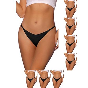 8 Packs Women's V-waisted Underwear Ruched Invisibles Breathable No Trace Thongs
