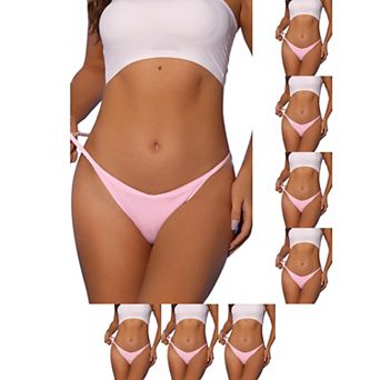 8 Packs Women's V-waisted Underwear Ruched Invisibles Breathable No Trace Thongs
