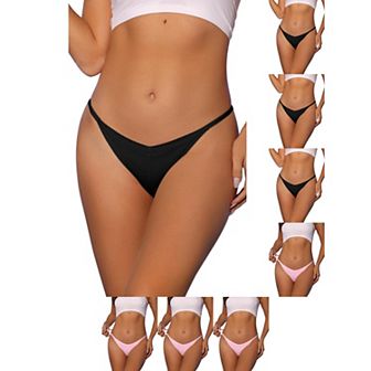 8 Packs Women's V-waisted Underwear Ruched Invisibles Breathable No Trace Thongs