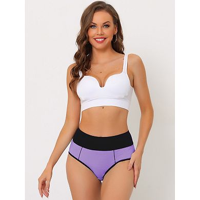6 Packs Women's High Waist Tummy Control Color-Block Brief, Available in Plus Size