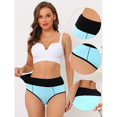 6 Packs Women's High Waist Tummy Control Color-Block Brief, Available in Plus Size