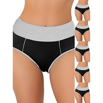 6 Packs Women's High Waist Tummy Control Color-Block Brief, Available in Plus Size