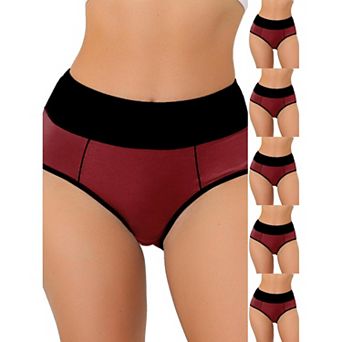 6 Packs Women's High Waist Tummy Control Color-Block Brief, Available in Plus Size