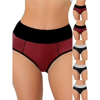 6 Packs Women's High Waist Tummy Control Color-Block Brief, Available in Plus Size