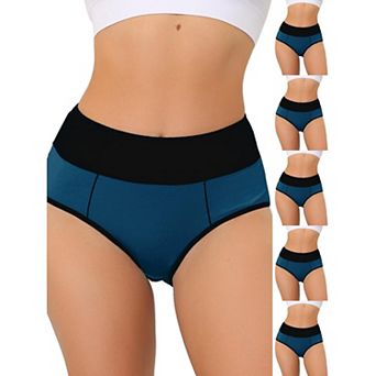 6 Packs Women's High Waist Tummy Control Color-Block Brief, Available in Plus Size