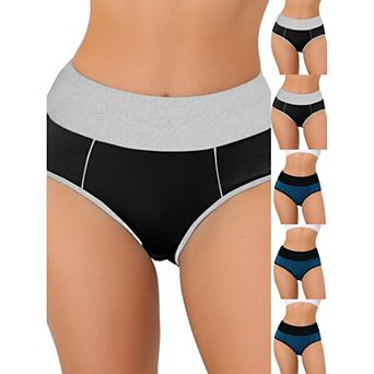 6 Packs Women's High Waist Tummy Control Color-Block Brief, Available in Plus Size