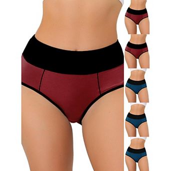 6 Packs Women's High Waist Tummy Control Color-Block Brief, Available in Plus Size
