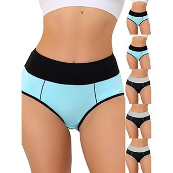 6 Packs Women's High Waist Tummy Control Color-Block Brief, Available in Plus Size