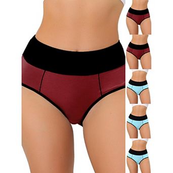 6 Packs Women's High Waist Tummy Control Color-Block Brief, Available in Plus Size