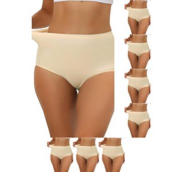 8 Packs Women's Elastic High-Waisted Brief Breathable No Show Hipster Underwear