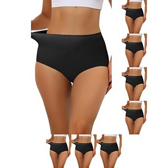 8 Packs Women's Elastic High-Waisted Brief Breathable No Show Hipster Underwear