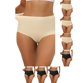 8 Packs Women's Elastic High-Waisted Brief Breathable No Show Hipster Underwear