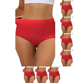 8 Packs Women's Elastic High-Waisted Brief Breathable No Show Hipster Underwear