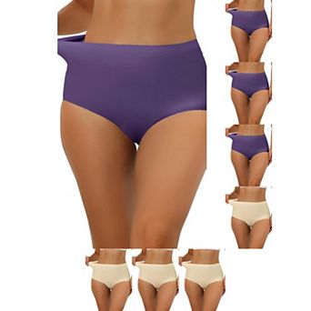 8 Packs Women's Elastic High-Waisted Brief Breathable No Show Hipster Underwear