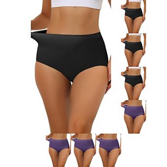 8 Packs Women's Elastic High-Waisted Brief Breathable No Show Hipster Underwear