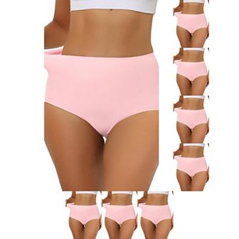 8 Packs Women's Elastic High-Waisted Brief Breathable No Show Hipster Underwear