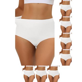 8 Packs Women's Elastic High-Waisted Brief Breathable No Show Hipster Underwear