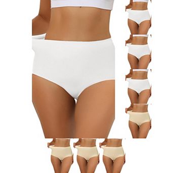 8 Packs Women's Elastic High-Waisted Brief Breathable No Show Hipster Underwear