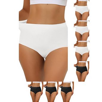 8 Packs Women's Elastic High-Waisted Brief Breathable No Show Hipster Underwear