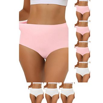8 Packs Women's Elastic High-Waisted Brief Breathable No Show Hipster Underwear