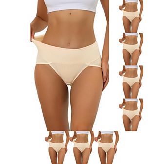 8 Packs Women's Hi-Cut Ribbed High Waist Tummy Control Underwear, Available in Plus Size