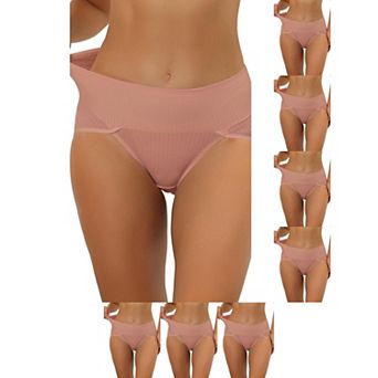 8 Packs Women's Hi-Cut Ribbed High Waist Tummy Control Underwear, Available in Plus Size