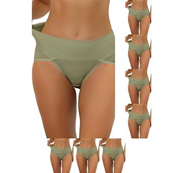 8 Packs Women's Hi-Cut Ribbed High Waist Tummy Control Underwear, Available in Plus Size