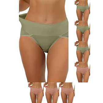 8 Packs Women's Hi-Cut Ribbed High Waist Tummy Control Underwear, Available in Plus Size