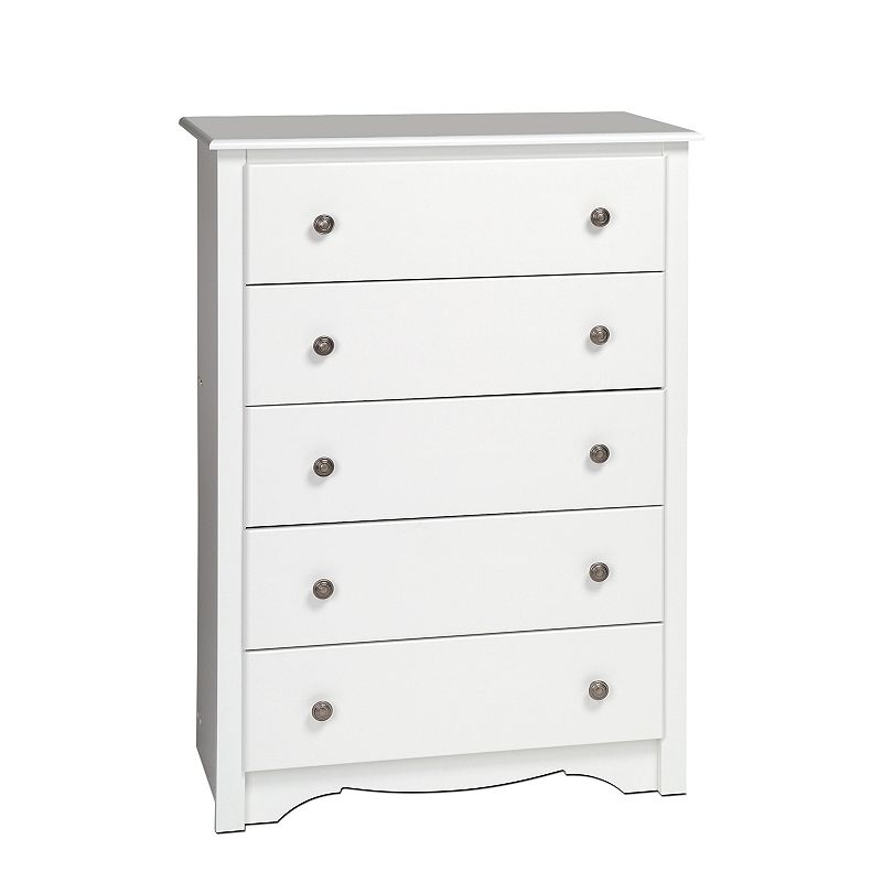 Prepac Sonoma Superior 5-Drawer Chest for Bedroom - Spacious and Stylish Chest of Drawers  Measuring 17.75 D x 31.5 W x 44.75 H  In White Finish