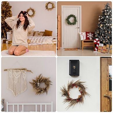 Pampas Grass Wreath Faux Pampas Wreath for Front Door Artificial Pampas Wreath for Farmhouse Decor