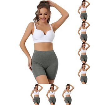 8 Packs Women's Mid-Thigh Boxer Underwear Full Coverage Soft Stretch Boyshorts Panties