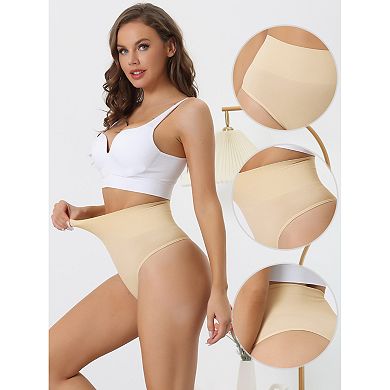 8 Packs Women's High-Waisted Briefs Invisible Thong Stretchy Knickers Comfortable Underwear
