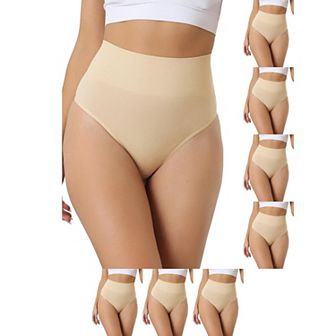 8 Packs Women's High-Waisted Briefs Invisible Thong Stretchy Knickers Comfortable Underwear