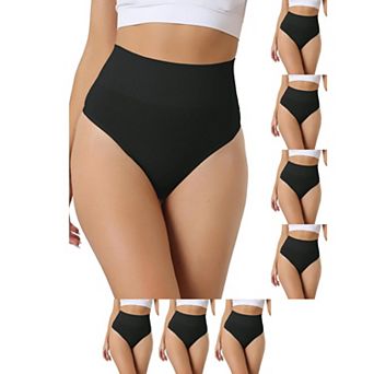 8 Packs Women's High-Waisted Briefs Invisible Thong Stretchy Knickers Comfortable Underwear