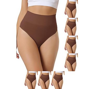 8 Packs Women's High-Waisted Briefs Invisible Thong Stretchy Knickers Comfortable Underwear