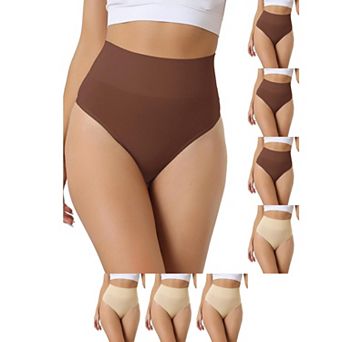 8 Packs Women's High-Waisted Briefs Invisible Thong Stretchy Knickers Comfortable Underwear