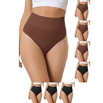 8 Packs Women's High-Waisted Briefs Invisible Thong Stretchy Knickers Comfortable Underwear