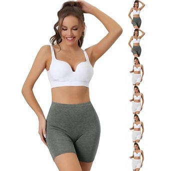 7 Packs Women's Mid-Thigh Boxer Underwear Full Coverage Soft Stretch Boyshorts Panties