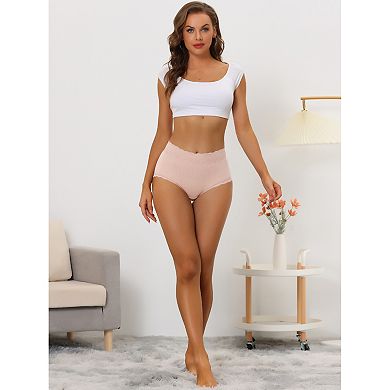 8 Packs Women's High Waist Underwear Tummy Control Comfortable Lace Trim Ribbed Panties