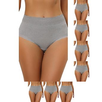 8 Packs Women's High Waist Underwear Tummy Control Comfortable Lace Trim Ribbed Panties