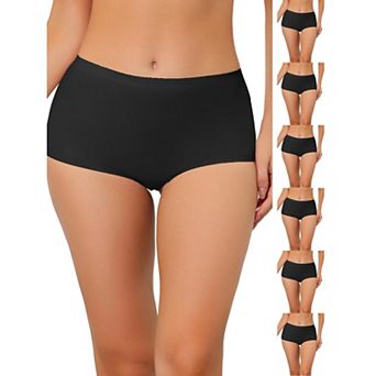 7 Packs Women's Boyshorts Underwear Unlined Invisible mid waist Stretch Solid Panties