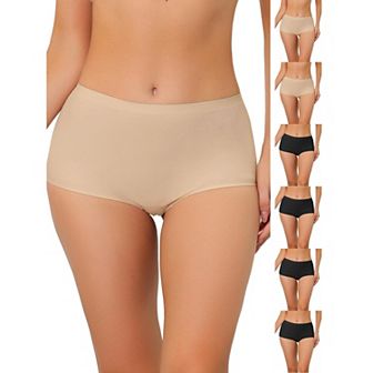 7 Packs Women's Boyshorts Underwear Unlined Invisible mid waist Stretch Solid Panties