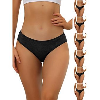 7 Packs Women's Period-Underwear Mid-Waistd Hipster Panties, Available in Plus Size